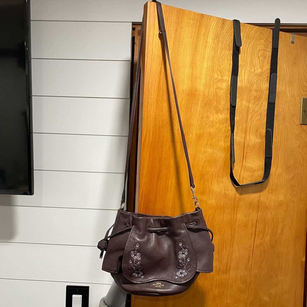 Purple coach shoulder bag